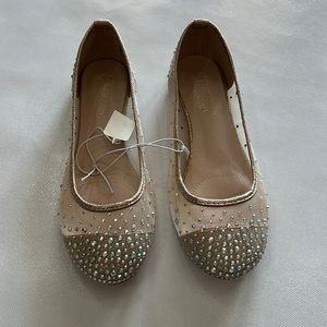 New! De Blossom Collection Gold Mesh and Rhinestones Flats in size 8.0
